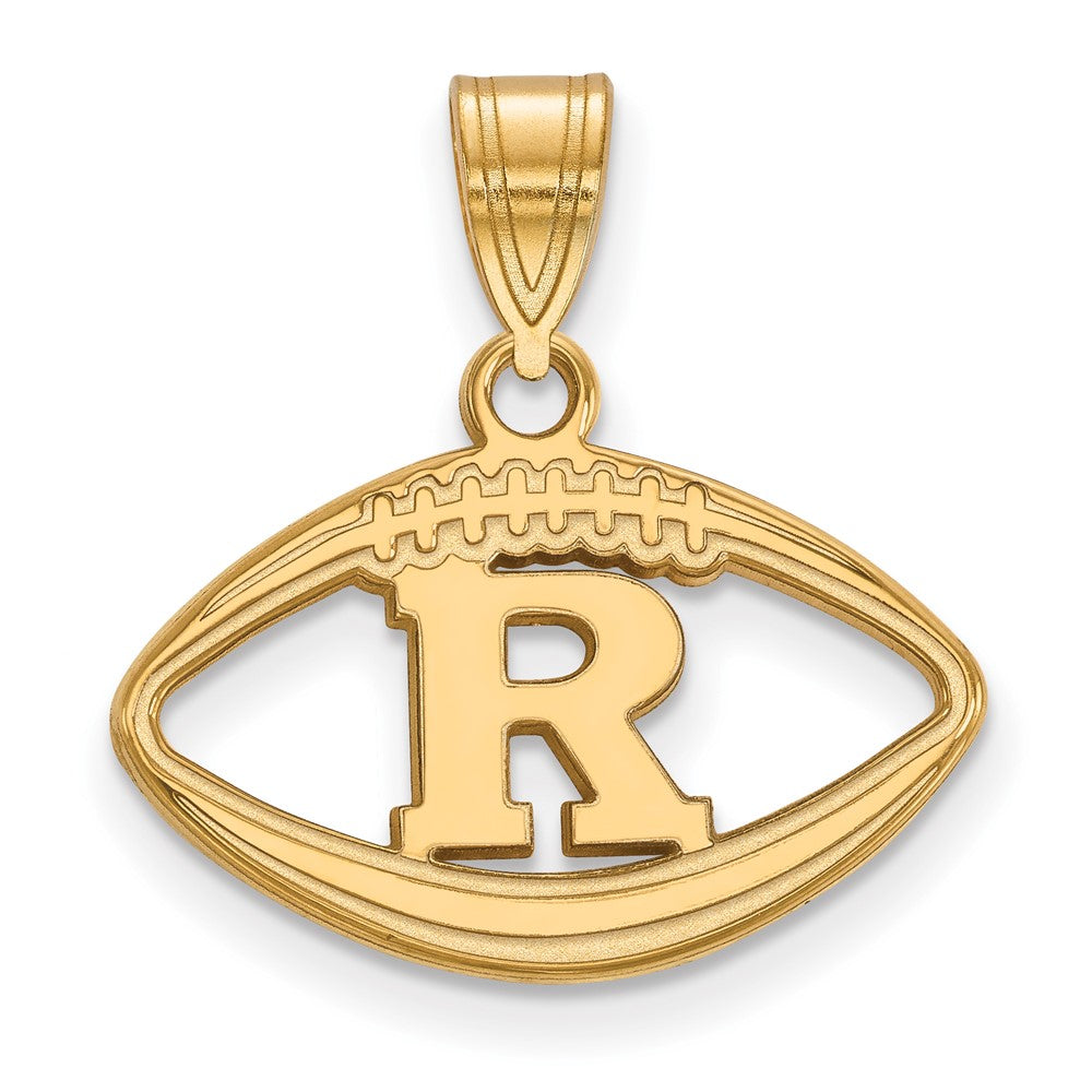 Gold Plated Sterling Silver Logoart Rutgers University Letter R Football Pendant
