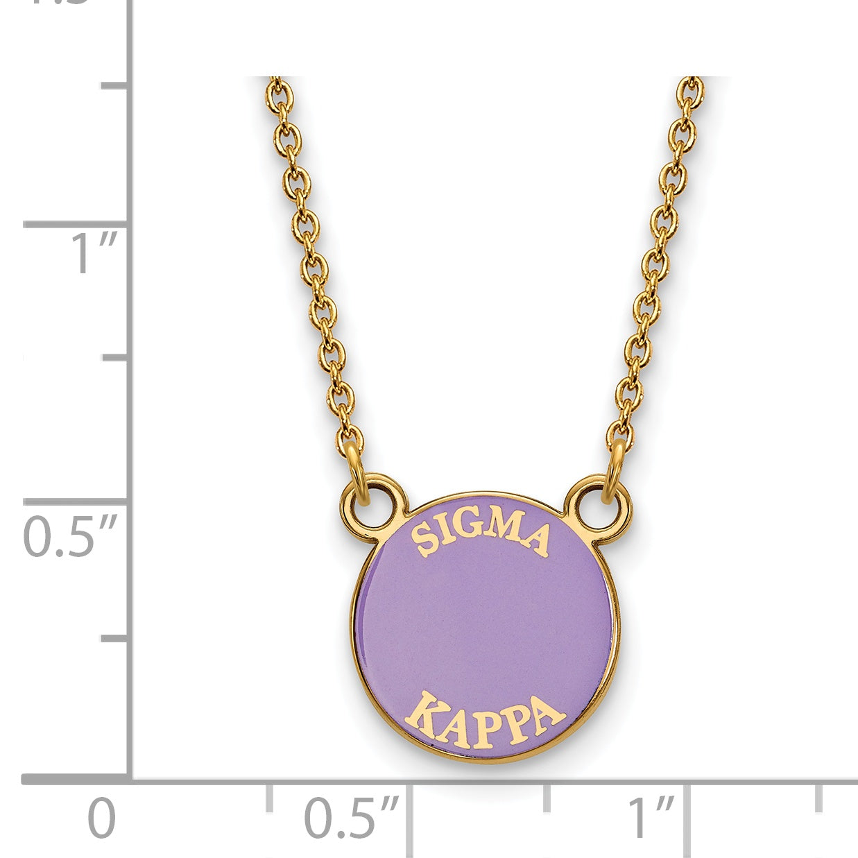 Gold Plated Sterling Silver Logoart Sigma Kappa Sorority Text Small Color Enamel Pendant 18 Inch Necklace
