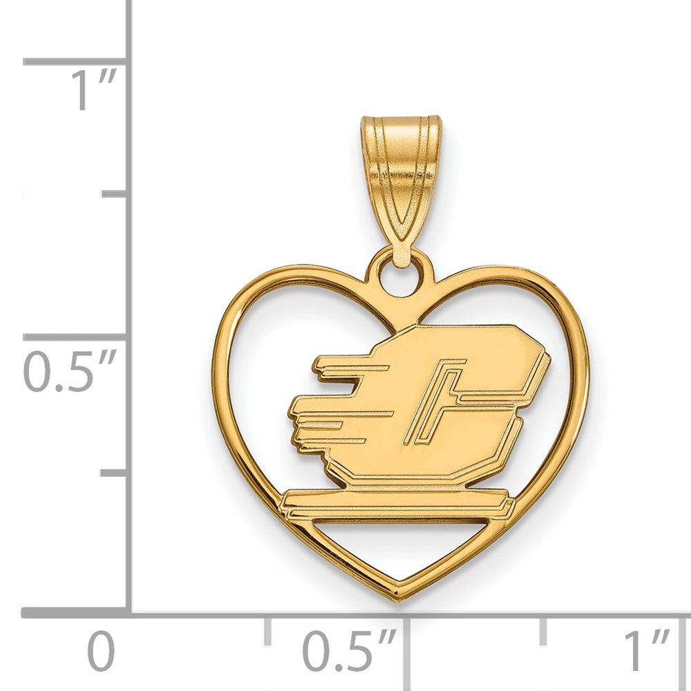 Gold Plated Sterling Silver Logoart Central Michigan University Letter C Heart Pendant
