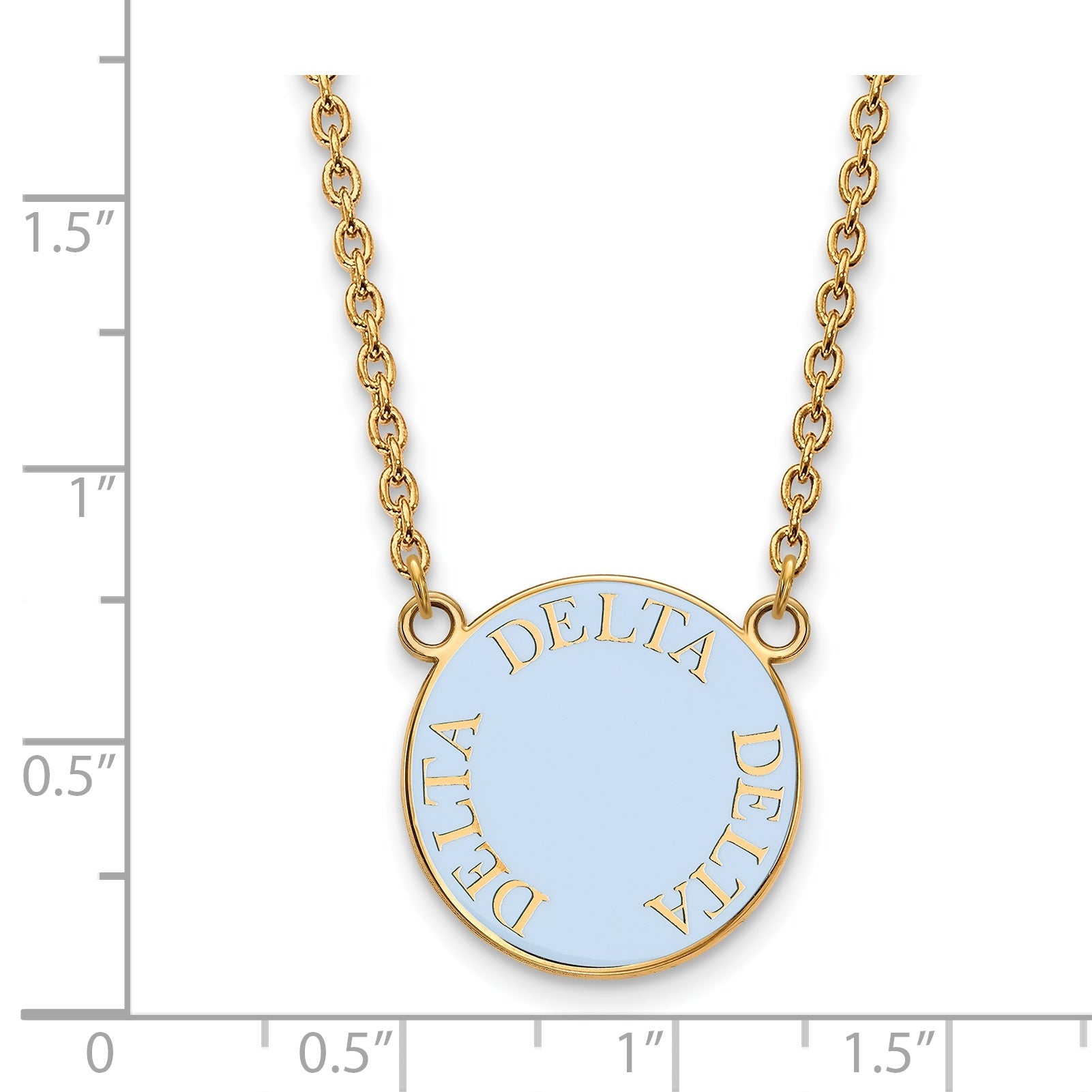 Gold Plated Sterling Silver Logoart Delta Sorority Text Large Color Enamel Pendant 18 Inch Necklace