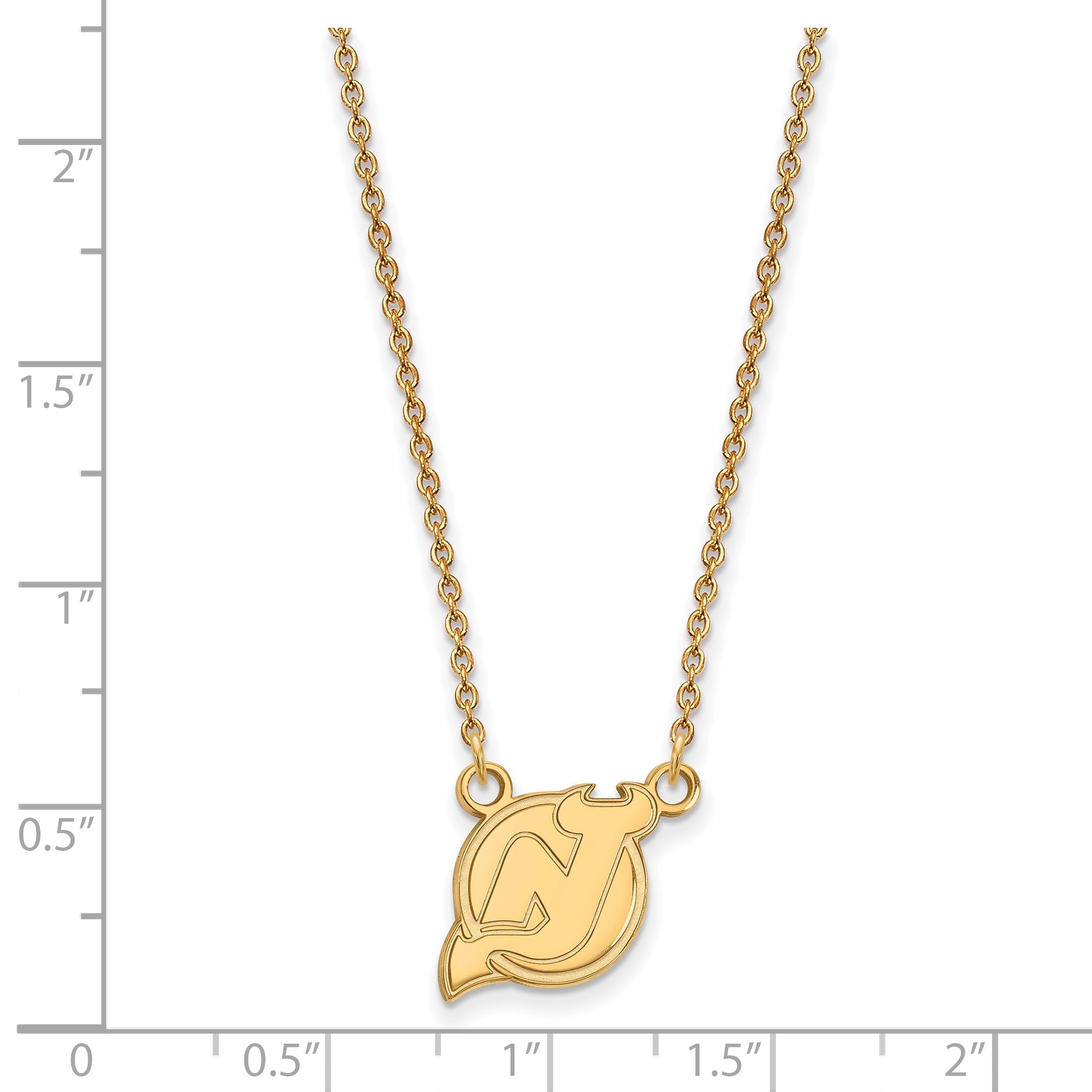 Gold Plated Sterling Silver Nhl Logoart New Jersey Devils Small Pendant 18 Inch Necklace