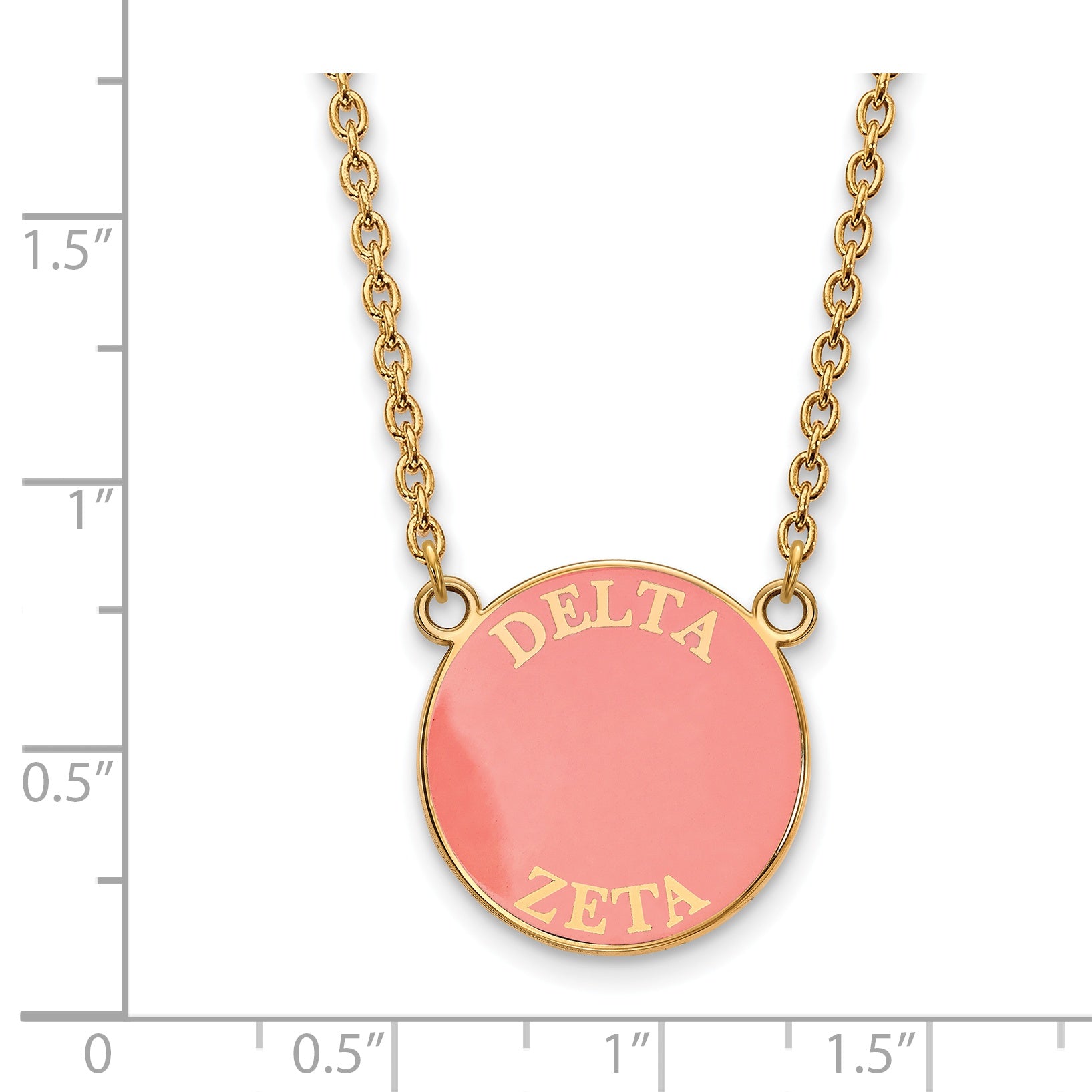 Gold Plated Sterling Silver Logoart Delta Zeta Sorority Text Large Color Enamel Pendant 18 Inch Necklace