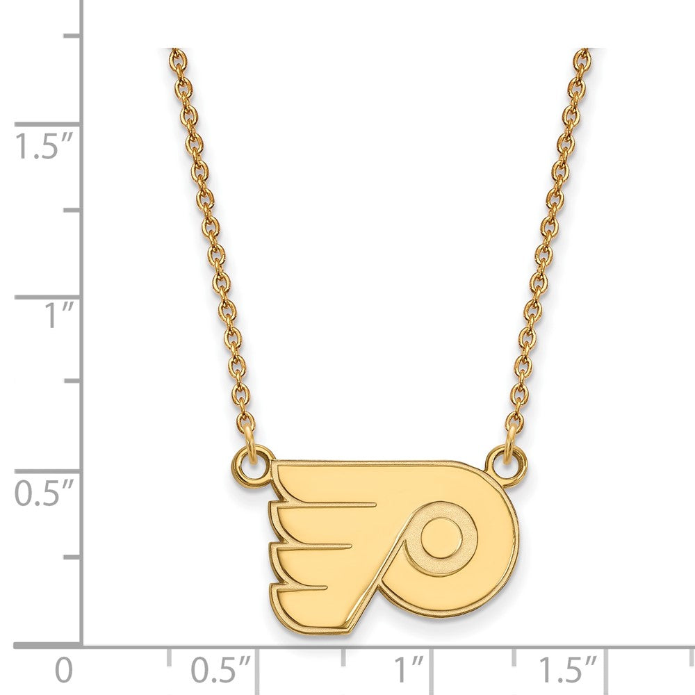 14K Yellow Gold Nhl Logoart Philadelphia Flyers Small Pendant 18 Inch Necklace