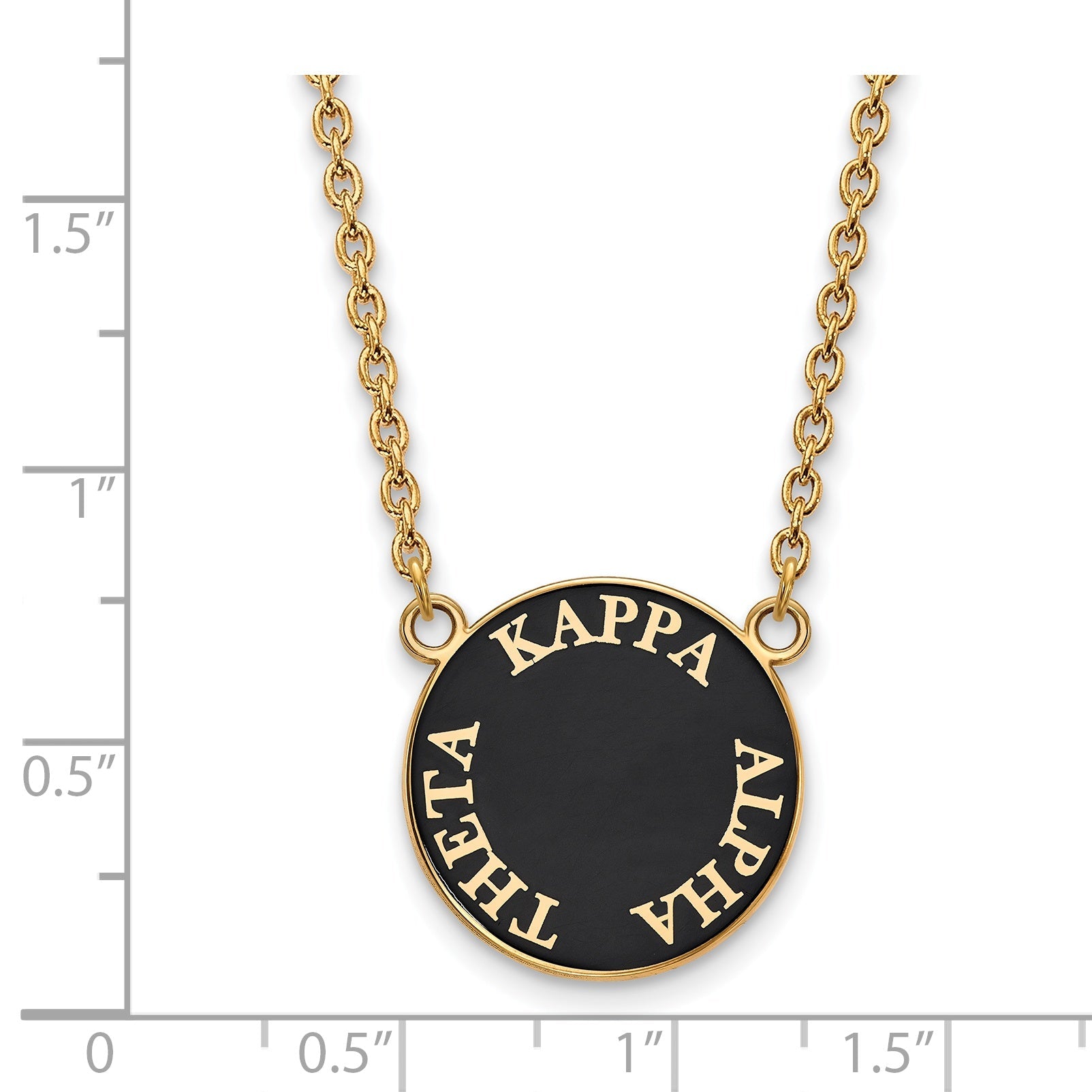 Gold Plated Sterling Silver Logoart Kappa Alpha Theta Sorority Text Large Color Enamel Pendant 18 Inch Necklace
