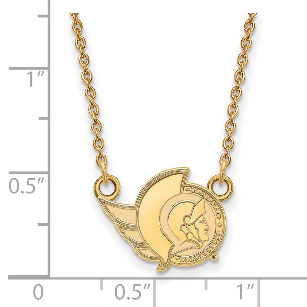 10K Yellow Gold Nhl Logoart Ottawa Senators Small Pendant 18 Inch Necklace