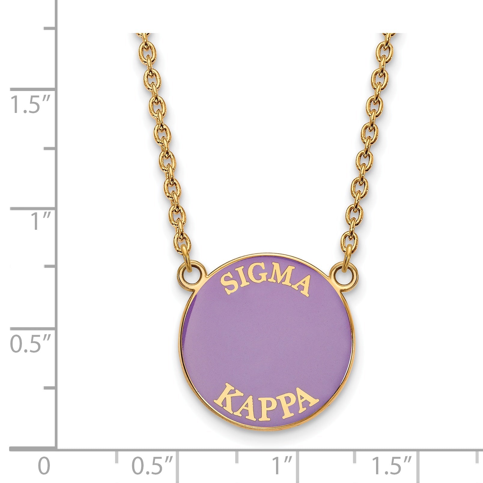 Gold Plated Sterling Silver Logoart Sigma Kappa Sorority Text Large Color Enamel Pendant 18 Inch Necklace