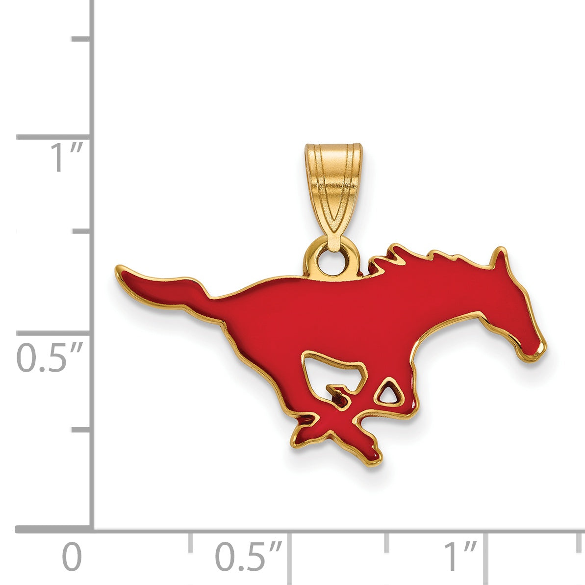 Gold Plated Sterling Silver Logoart Southern Methodist University Mustang Medium Enameled Pendant