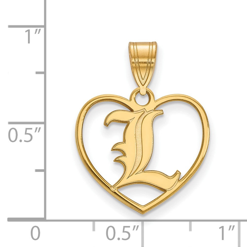 Gold Plated Sterling Silver Logoart University Of Louisville Letter L Heart Pendant