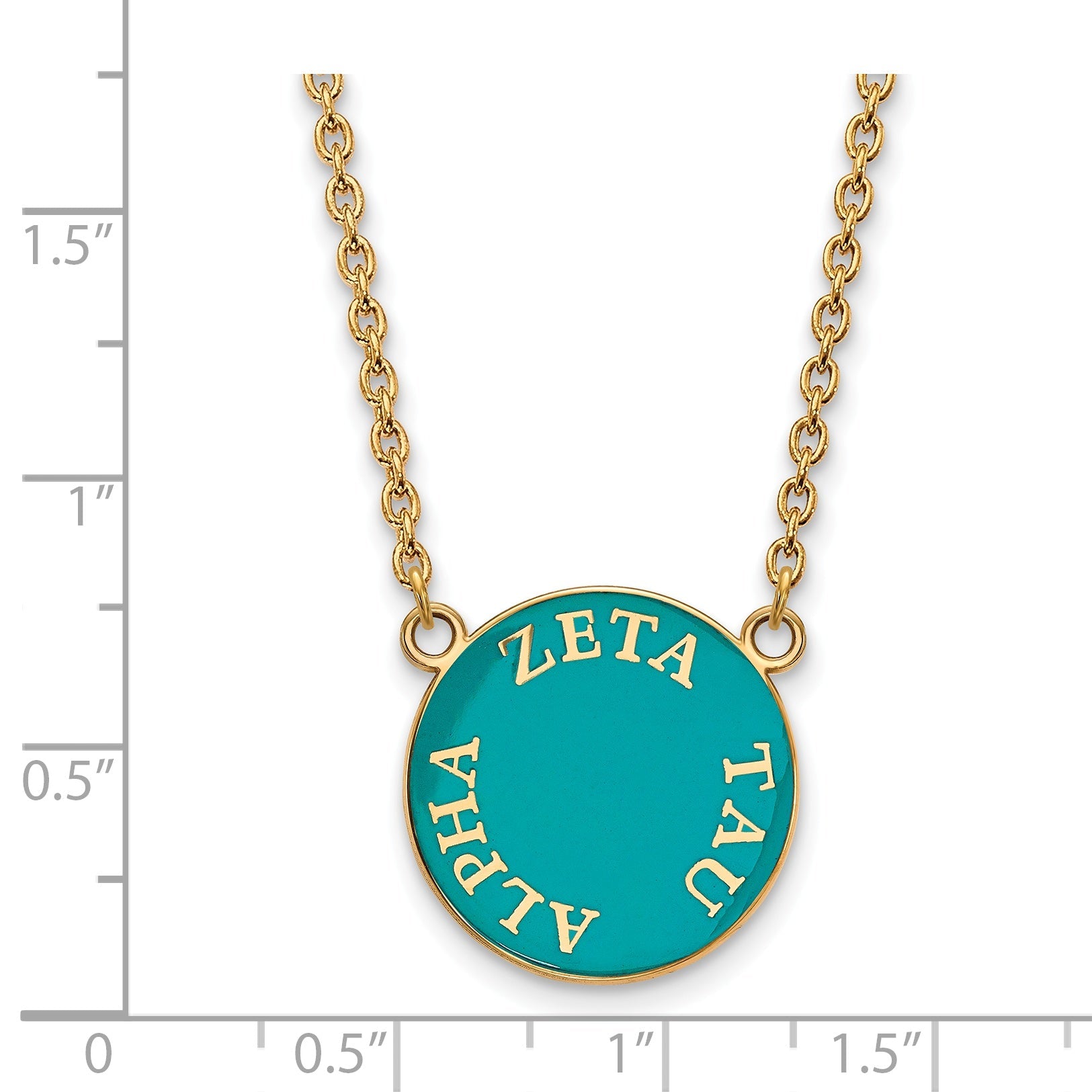 Gold Plated Sterling Silver Logoart Zeta Tau Alpha Sorority Text Large Color Enamel Pendant 18 Inch Necklace