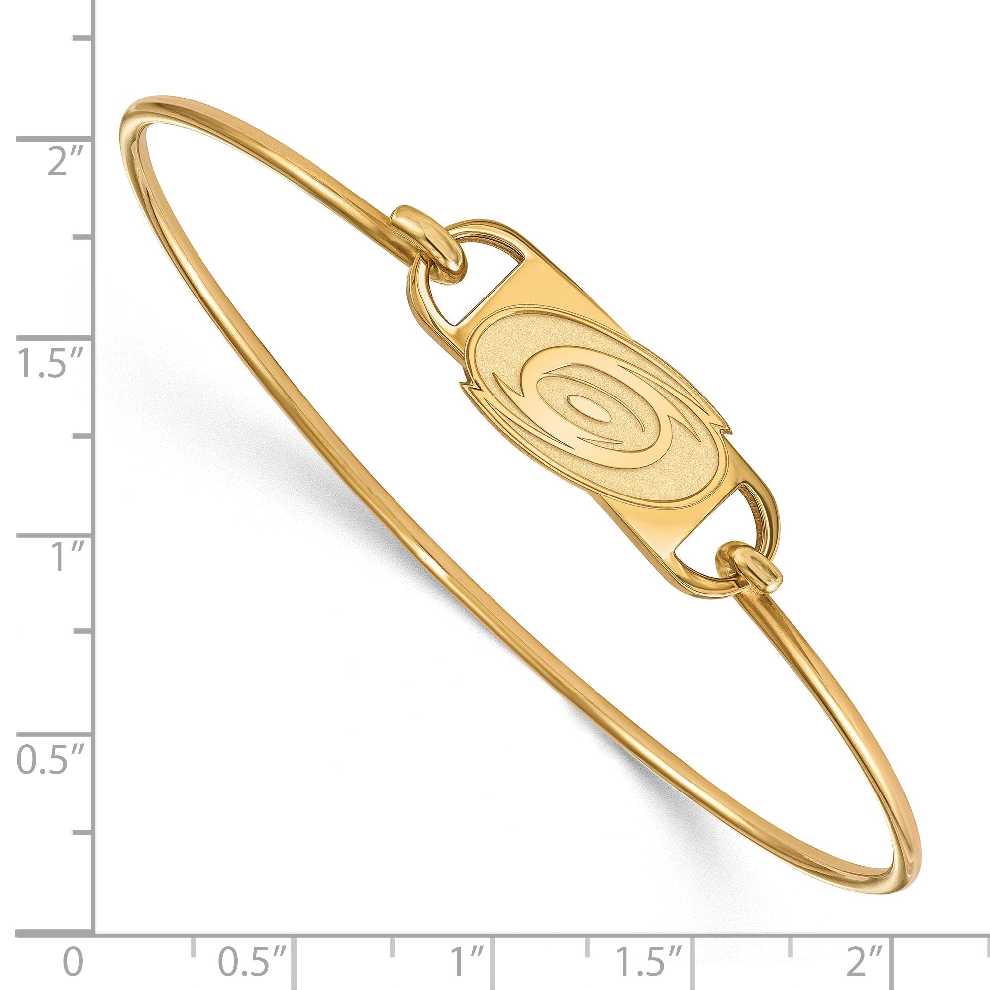 Gold Plated Sterling Silver Nhl Logoart Carolina Hurricanes Small Center 7 Inch Wire Bangle