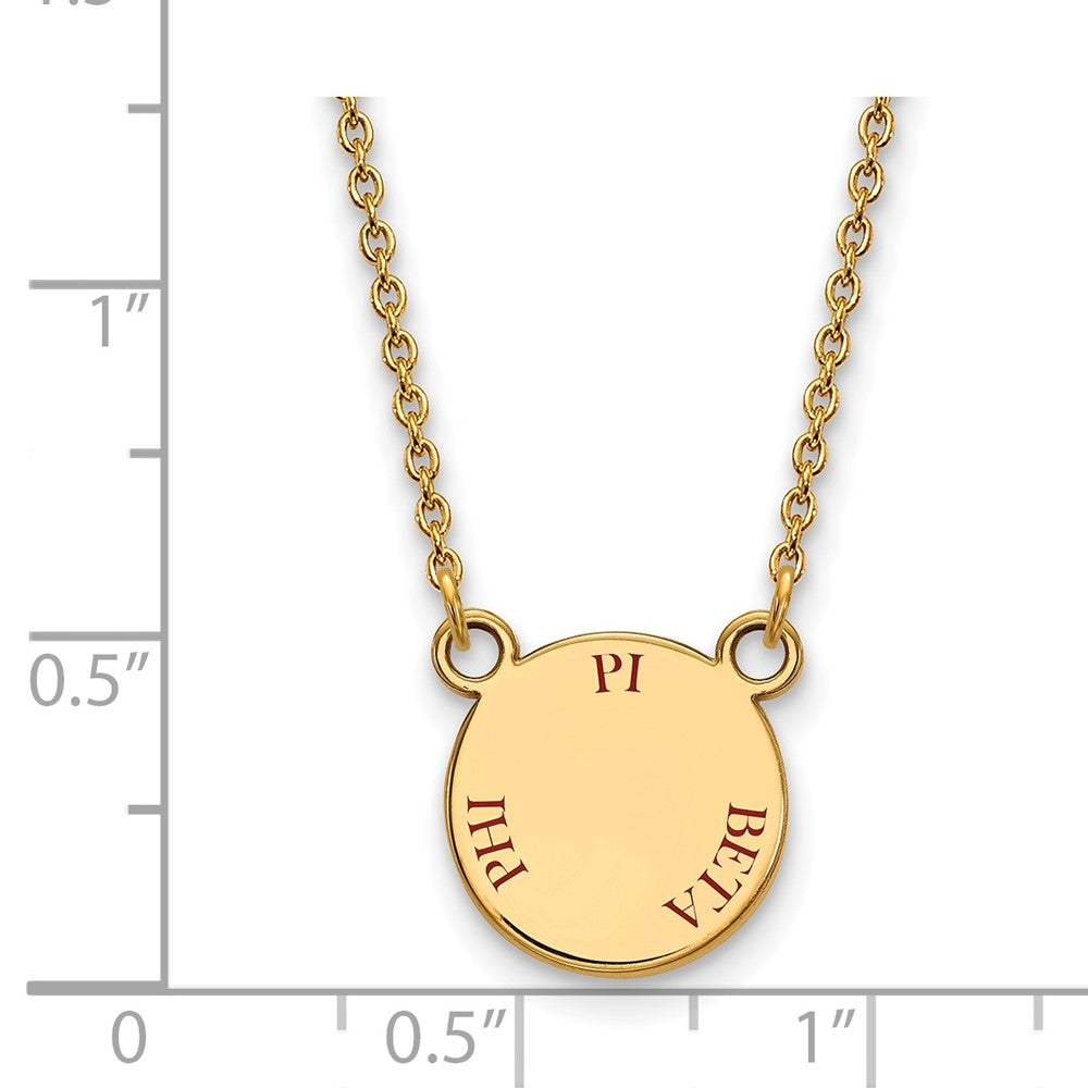 Gold Plated Sterling Silver Logoart Pi Beta Phi Sorority Text Small Color Enamel Pendant 18 Inch Necklace