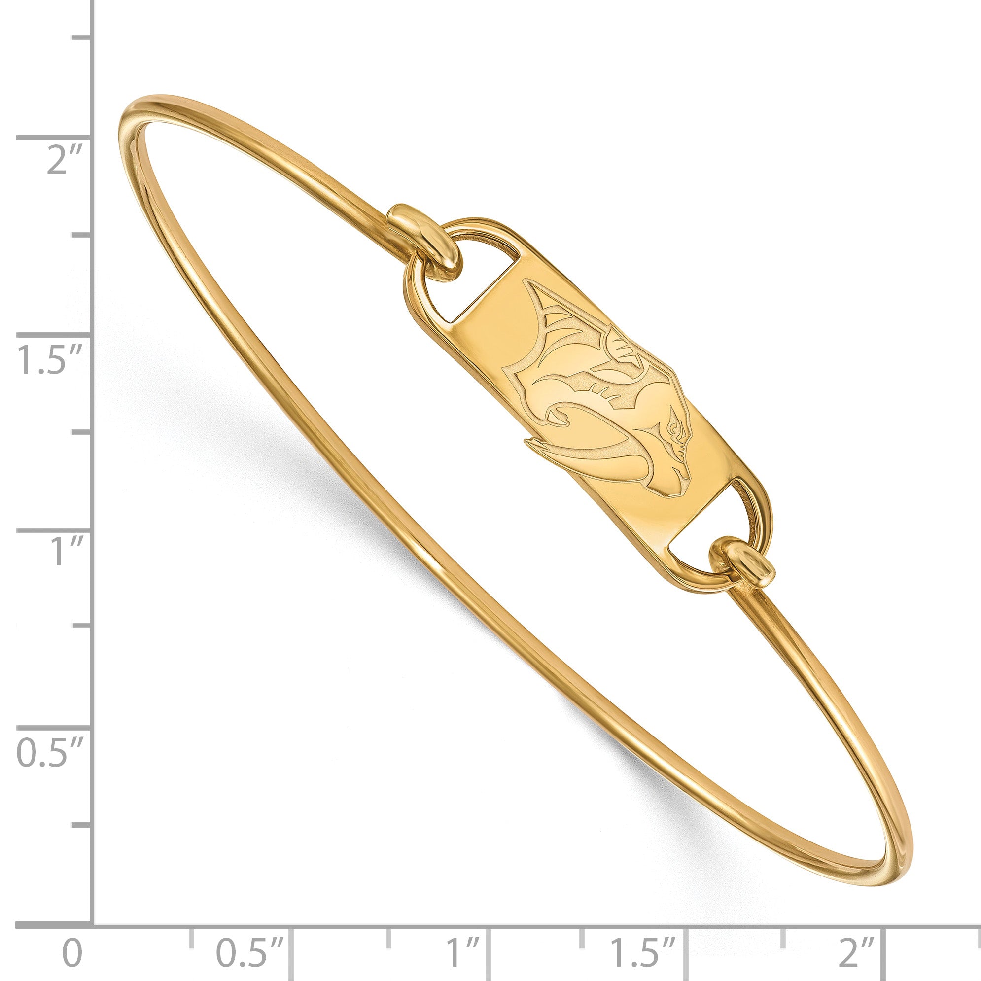 Gold Plated Sterling Silver Nhl Logoart Nashville Predators Small Center 7 Inch Wire Bangle