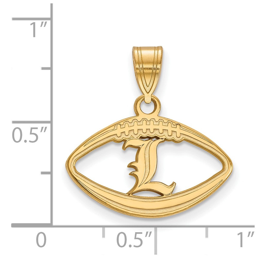 Gold Plated Sterling Silver Logoart University Of Louisville Letter L Football Pendant