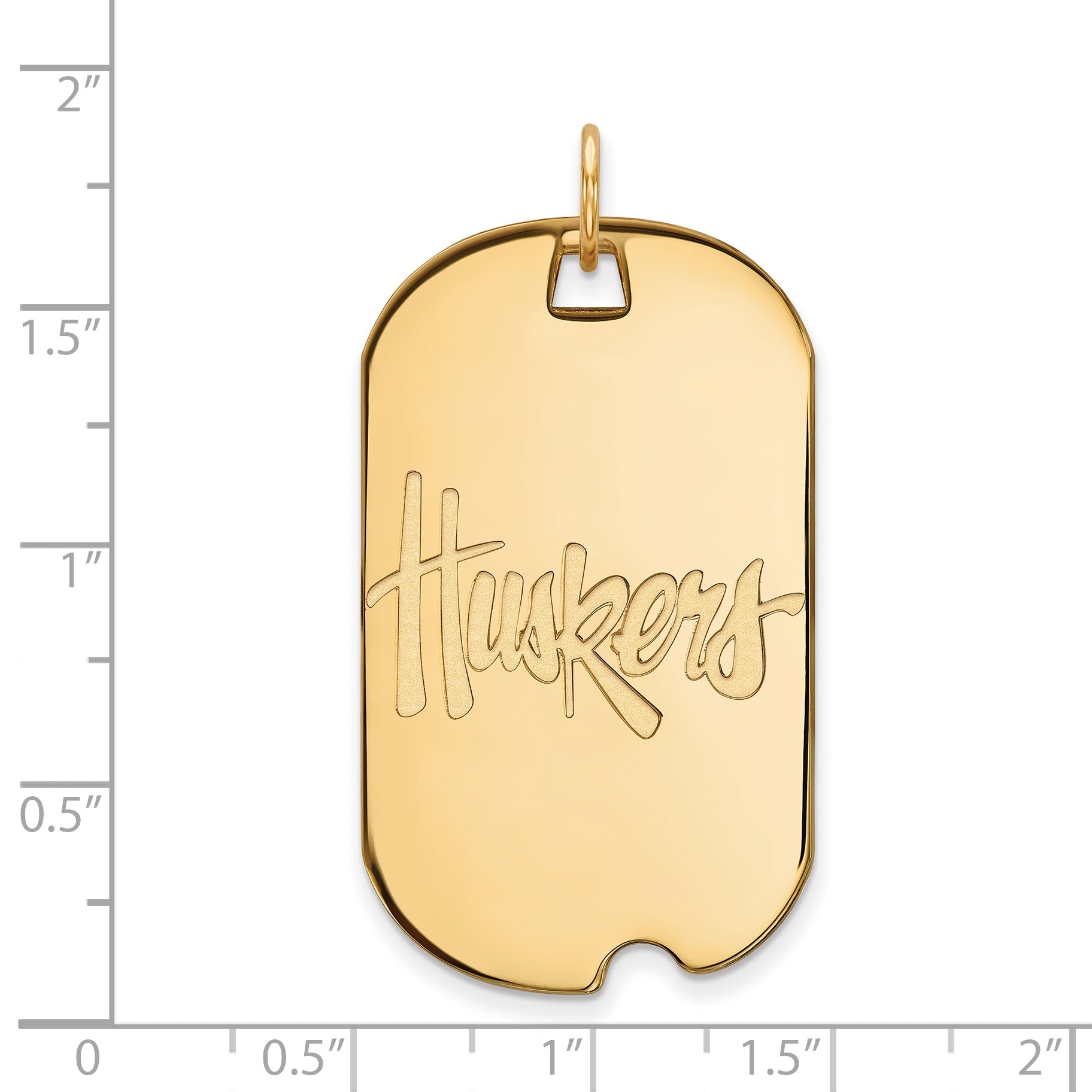 Gold Plated Sterling Silver Logoart University Of Nebraska Huskers Large Dog Tag Pendant