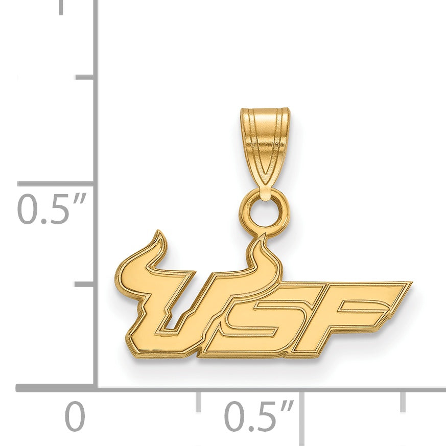 Gold Plated Sterling Silver Logoart University Of South Florida U S F Small Pendant