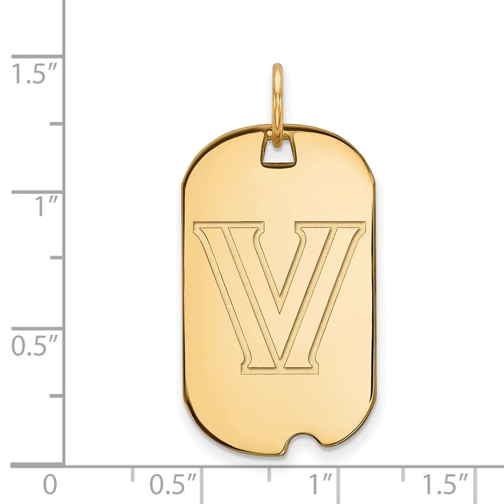 Gold Plated Sterling Silver Logoart Villanova University Letter V Small Dog Tag Pendant