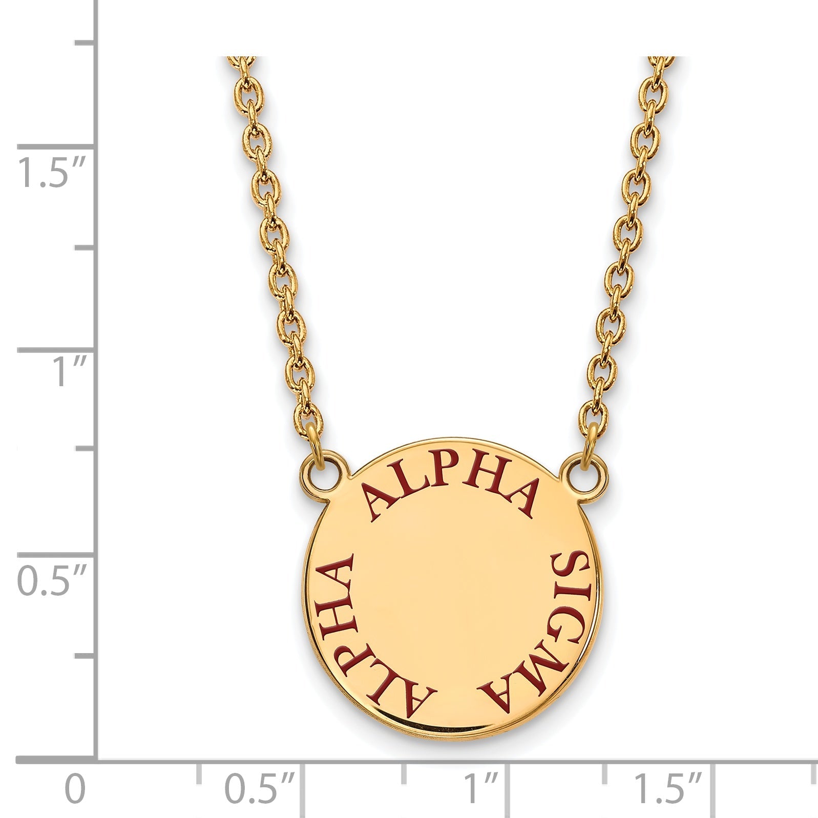 Gold Plated Sterling Silver Logoart Alpha Sigma Sorority Text Large Color Enamel Pendant 18 Inch Necklace