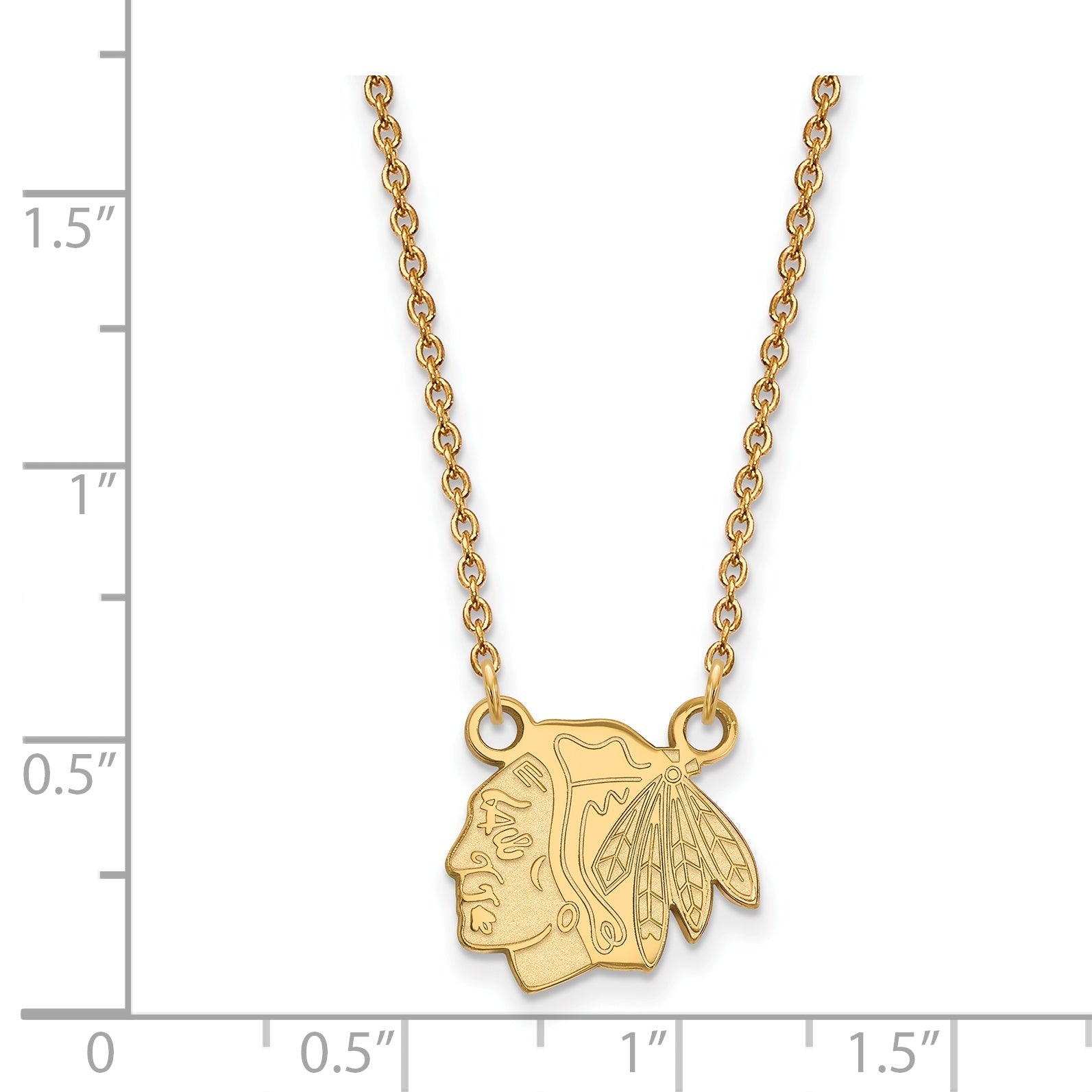 14K Yellow Gold Nhl Logoart Chicago Blackhawks Small Pendant 18 Inch Necklace
