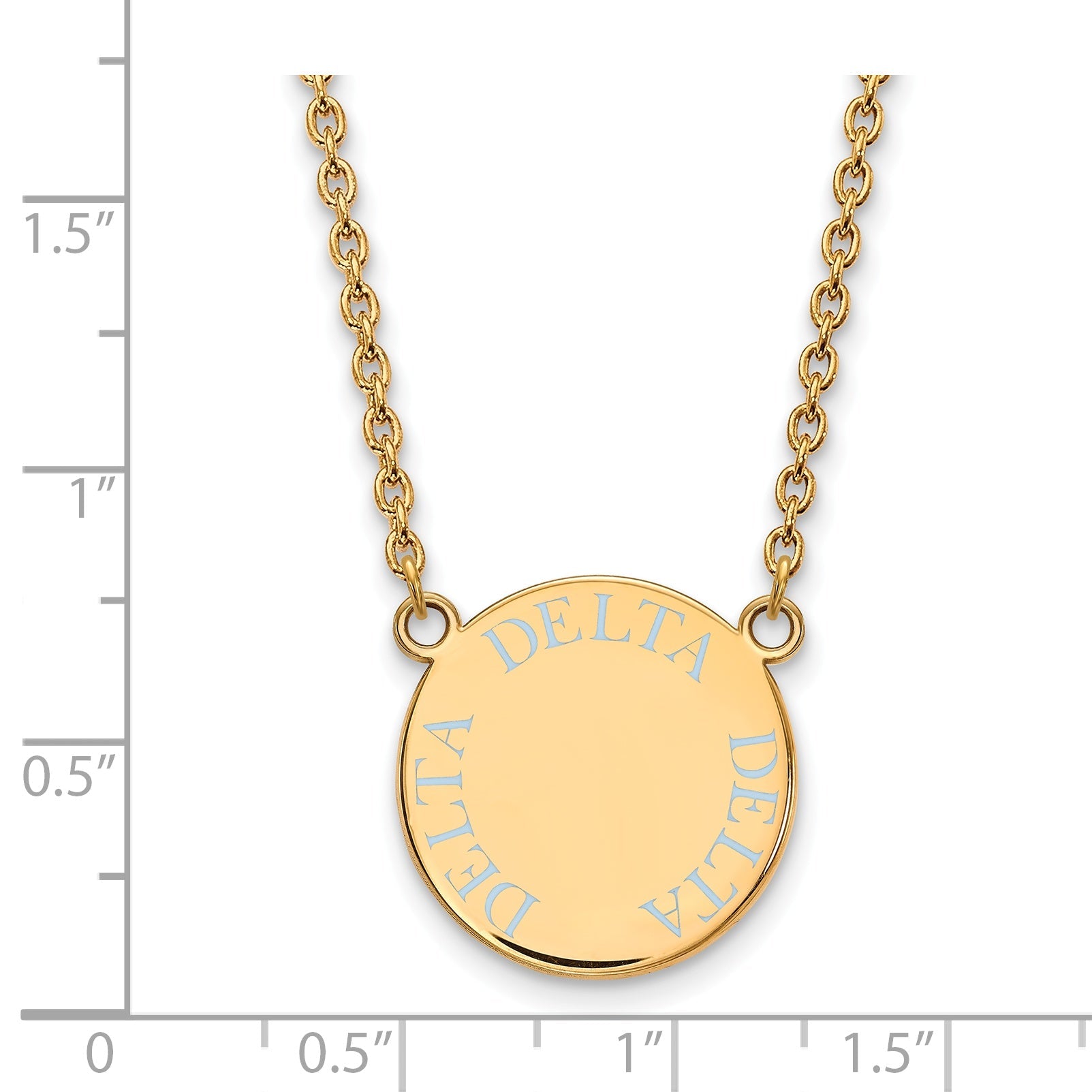 Gold Plated Sterling Silver Logoart Delta Sorority Text Large Color Enamel Pendant 18 Inch Necklace