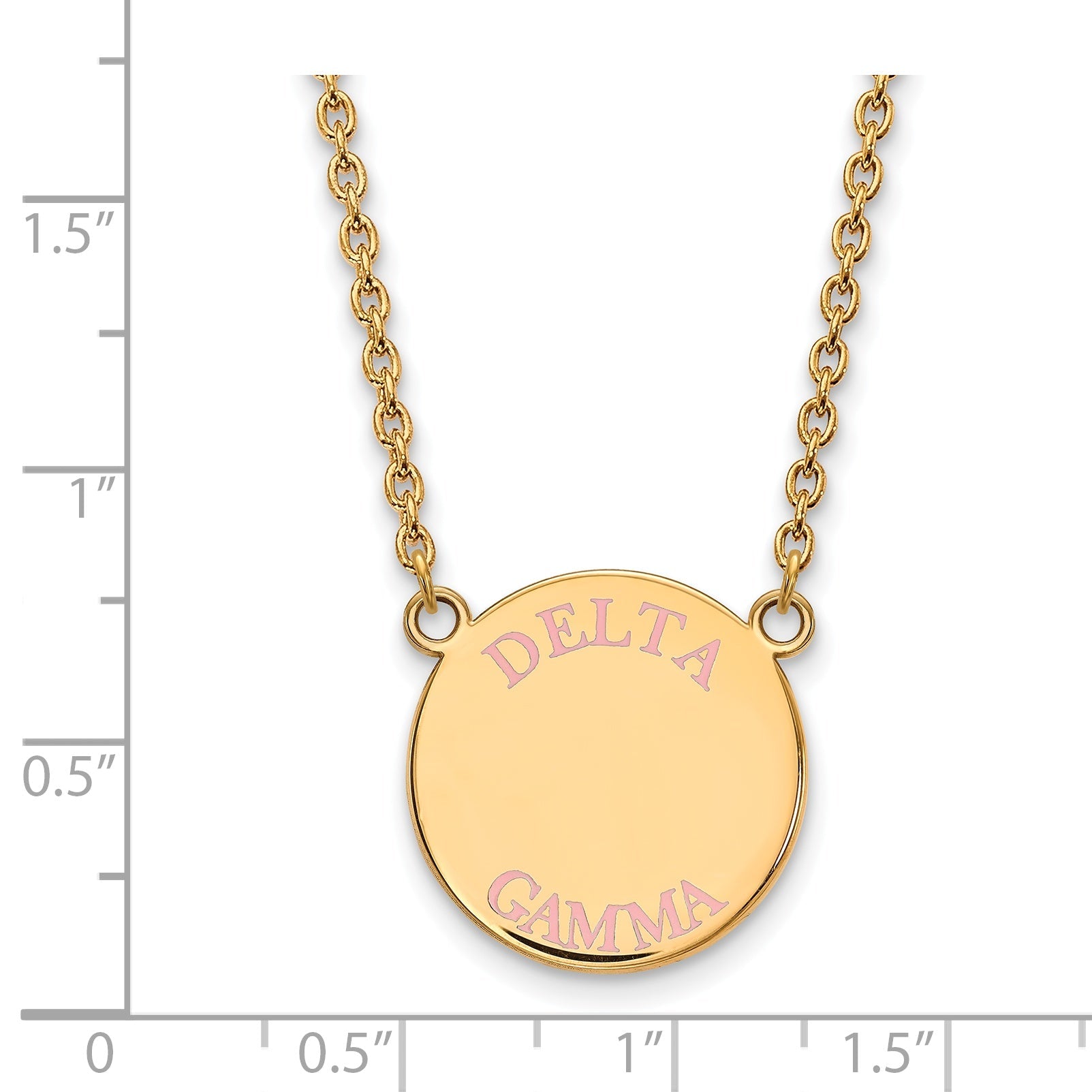 Gold Plated Sterling Silver Logoart Delta Gamma Sorority Text Large Color Enamel Pendant 18 Inch Necklace