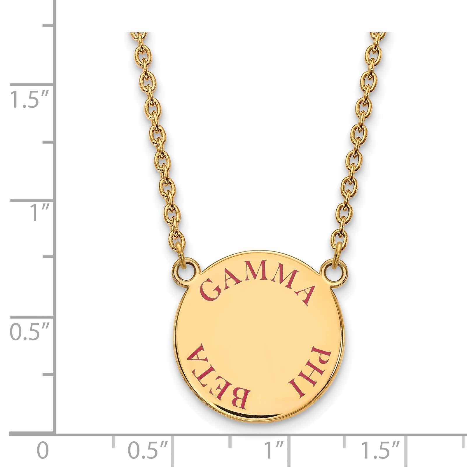 Gold Plated Sterling Silver Logoart Gamma Phi Beta Sorority Text Large Color Enamel Pendant 18 Inch Necklace