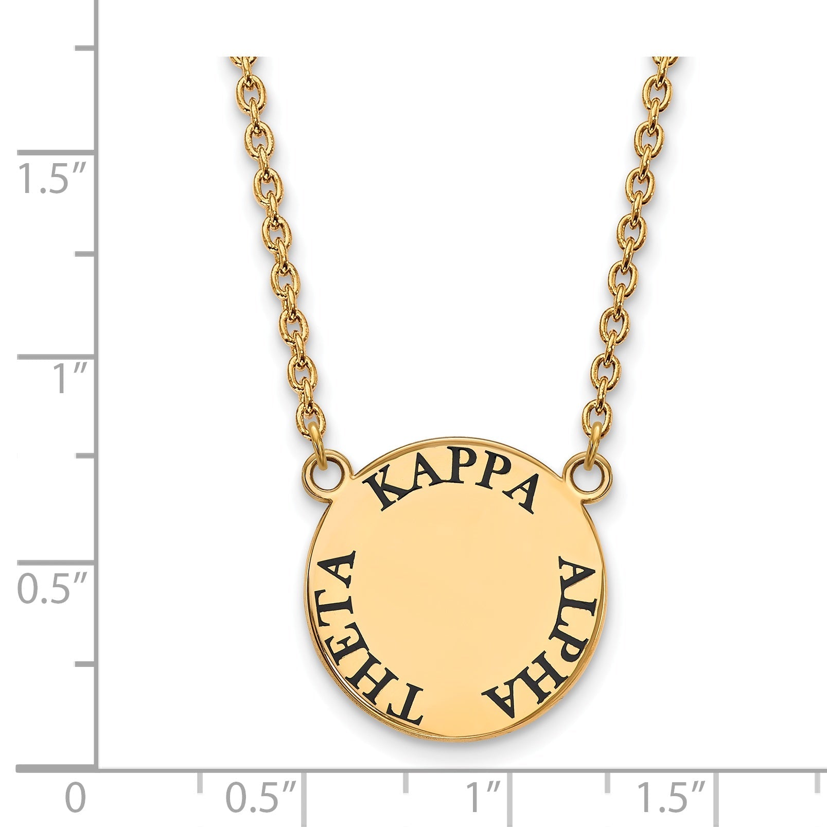 Gold Plated Sterling Silver Logoart Kappa Alpha Theta Sorority Text Large Color Enamel Pendant 18 Inch Necklace