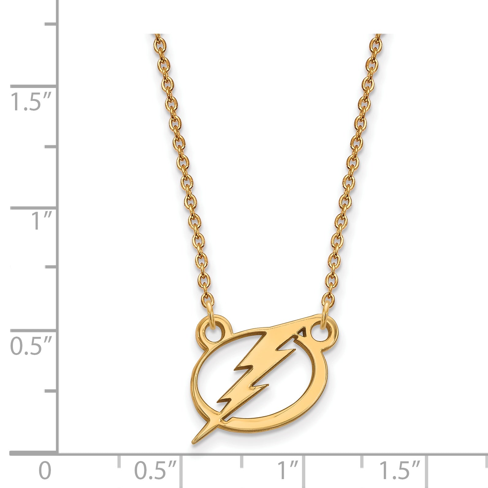 Gold Plated Sterling Silver Nhl Logoart Tampa Bay Lightning Small Pendant 18 Inch Necklace