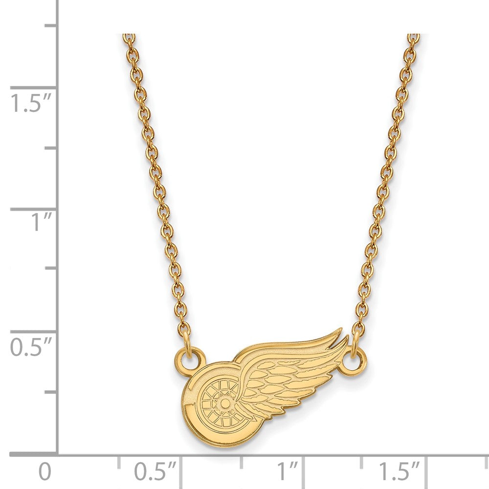 14K Yellow Gold Nhl Logoart Detroit Red Wings Small Pendant 18 Inch Necklace