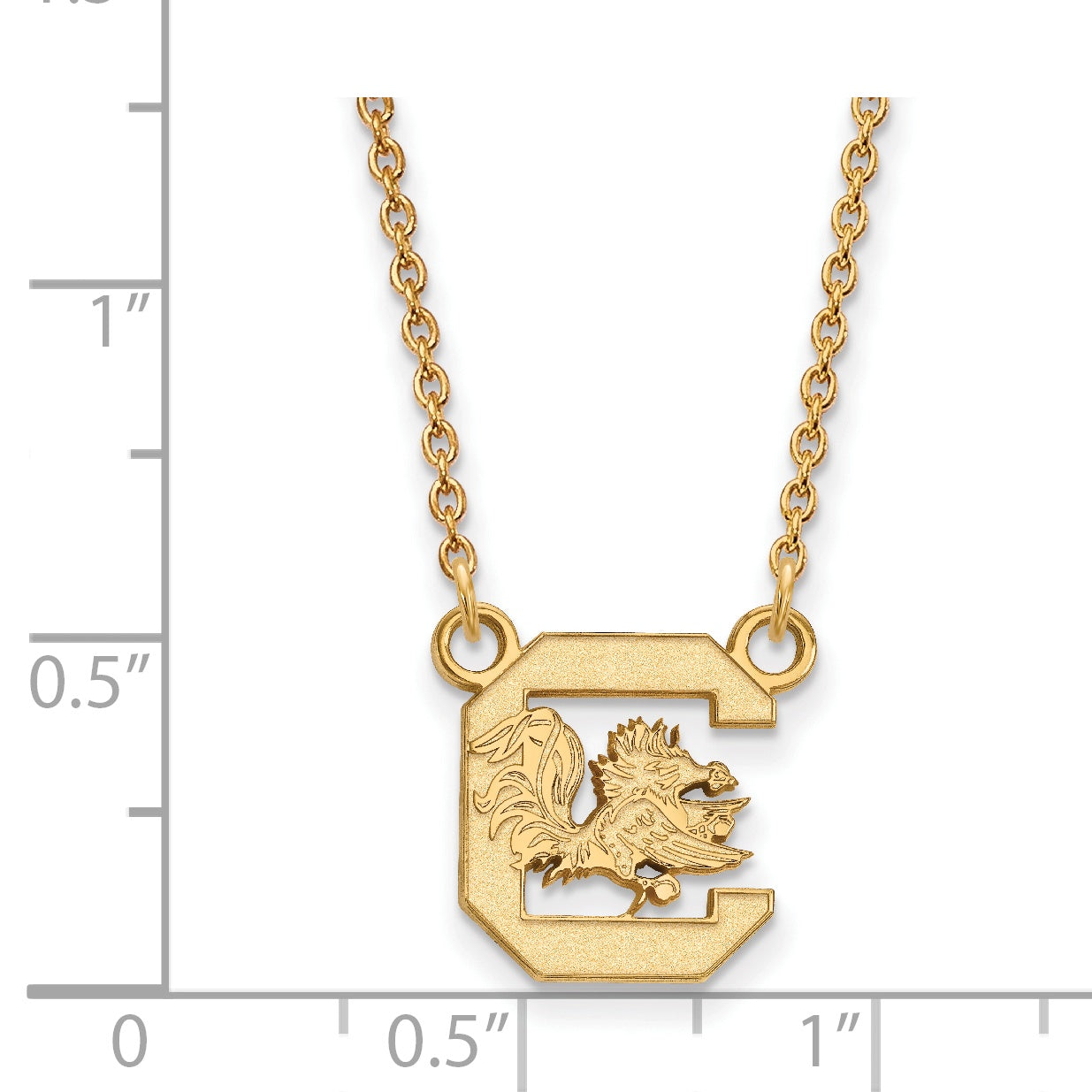 Gold Plated Sterling Silver Logoart University Of South Carolina Small Pendant 18 Inch Necklace