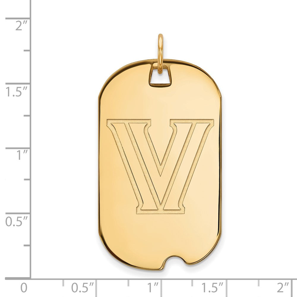 Gold Plated Sterling Silver Logoart Villanova University Letter V Large Dog Tag Pendant