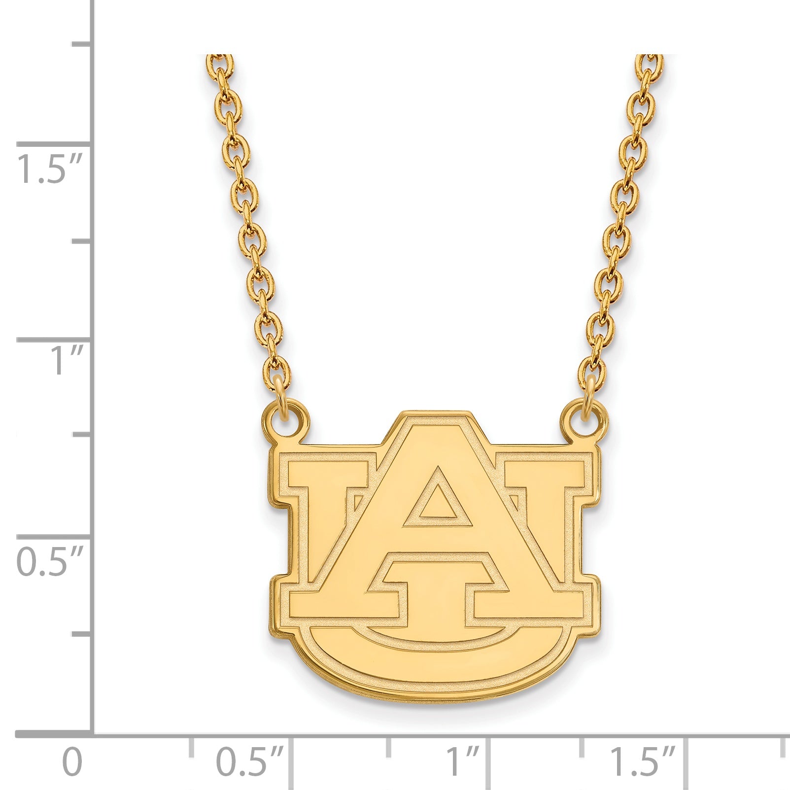 14K Yellow Gold Logoart Auburn University Large Pendant 18 Inch Necklace