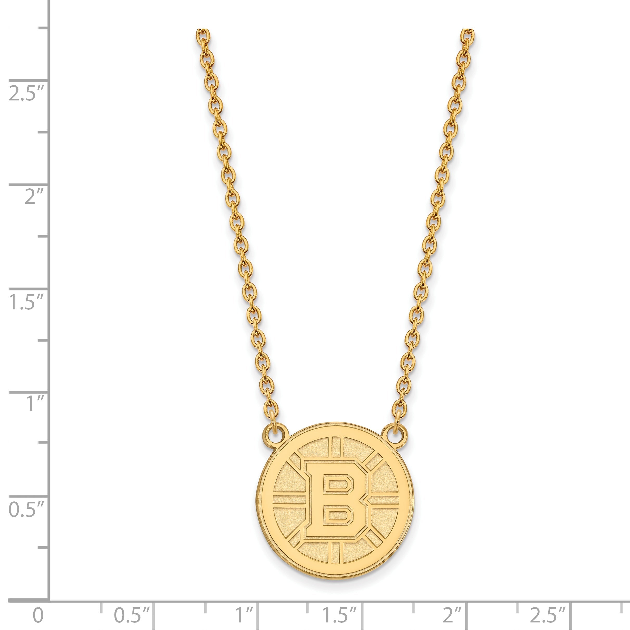 Gold Plated Sterling Silver Nhl Logoart Boston Bruins Large Pendant 18 Inch Necklace