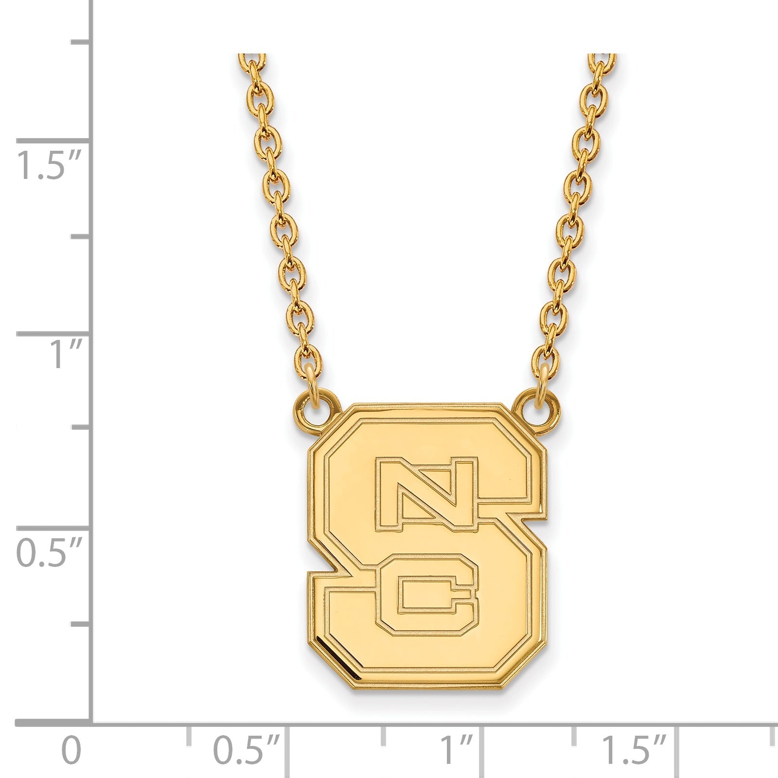 Gold Plated Sterling Silver Logoart North Carolina State University N C S Large Pendant 18 Inch Necklace