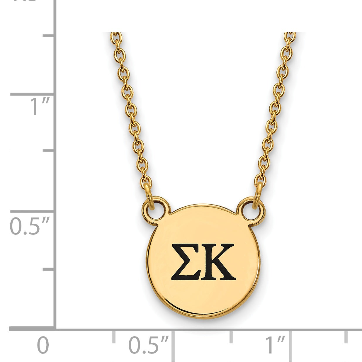 Gold Plated Sterling Silver Logoart Sigma Kappa Sorority Greek Letters Small Black Enamel Pendant 18 Inch Necklace
