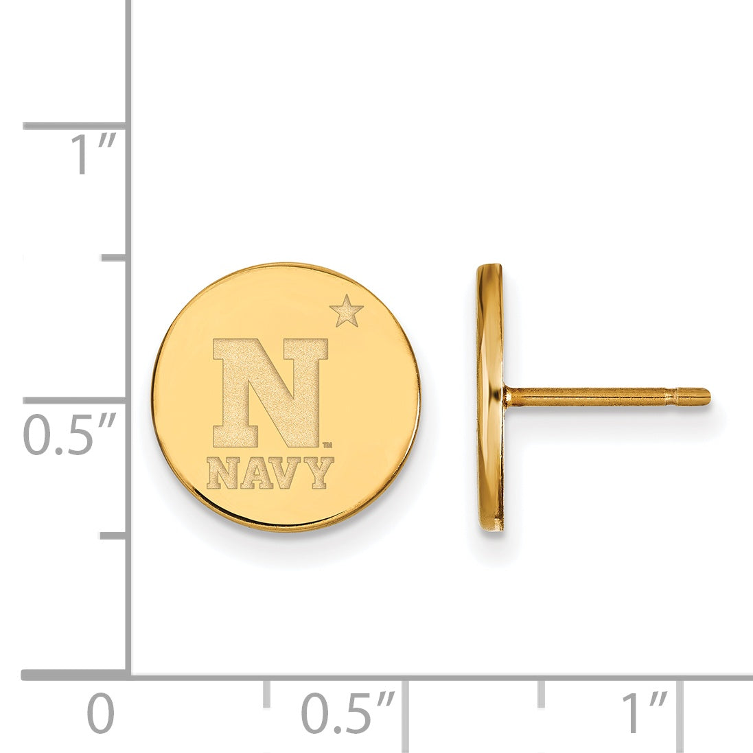 Gold Plated Sterling Silver Logoart Us Naval Academy Small Disc Post Earrings