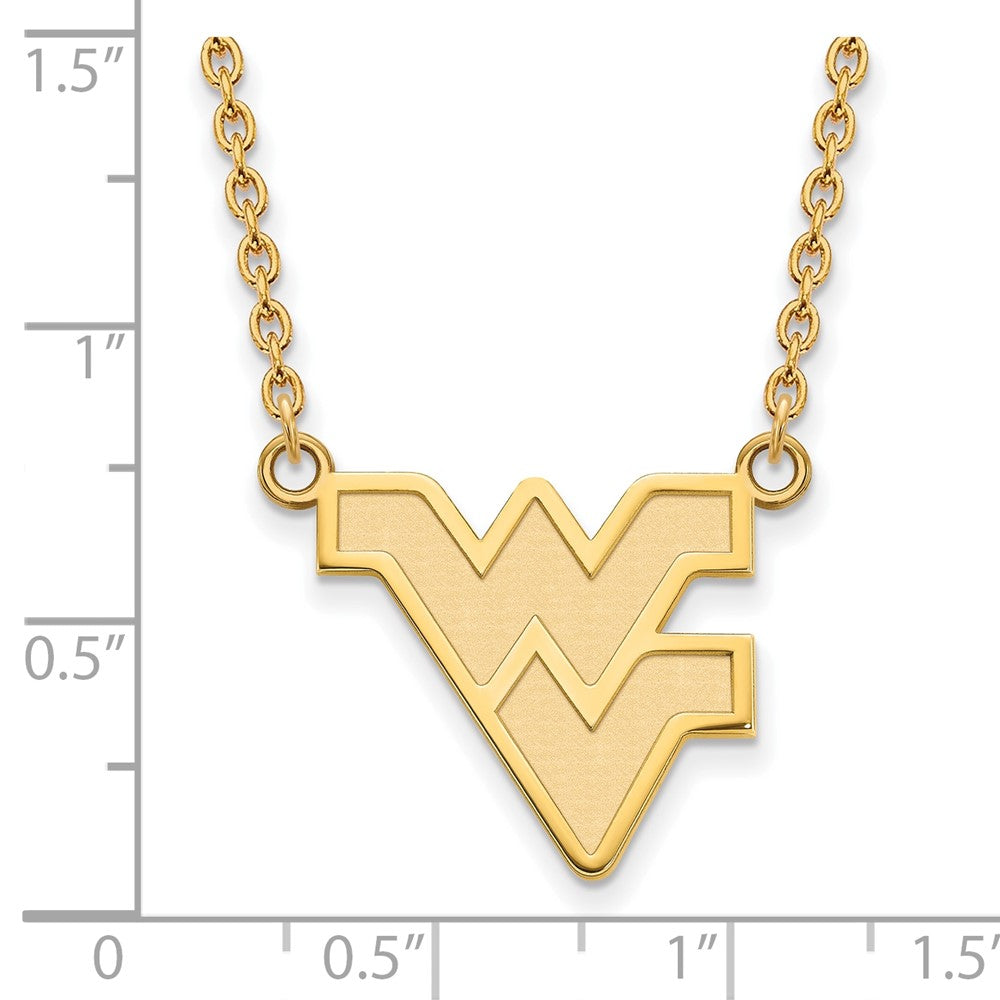 10K Yellow Gold Logoart West Virginia University W V Large Pendant 18 Inch Necklace