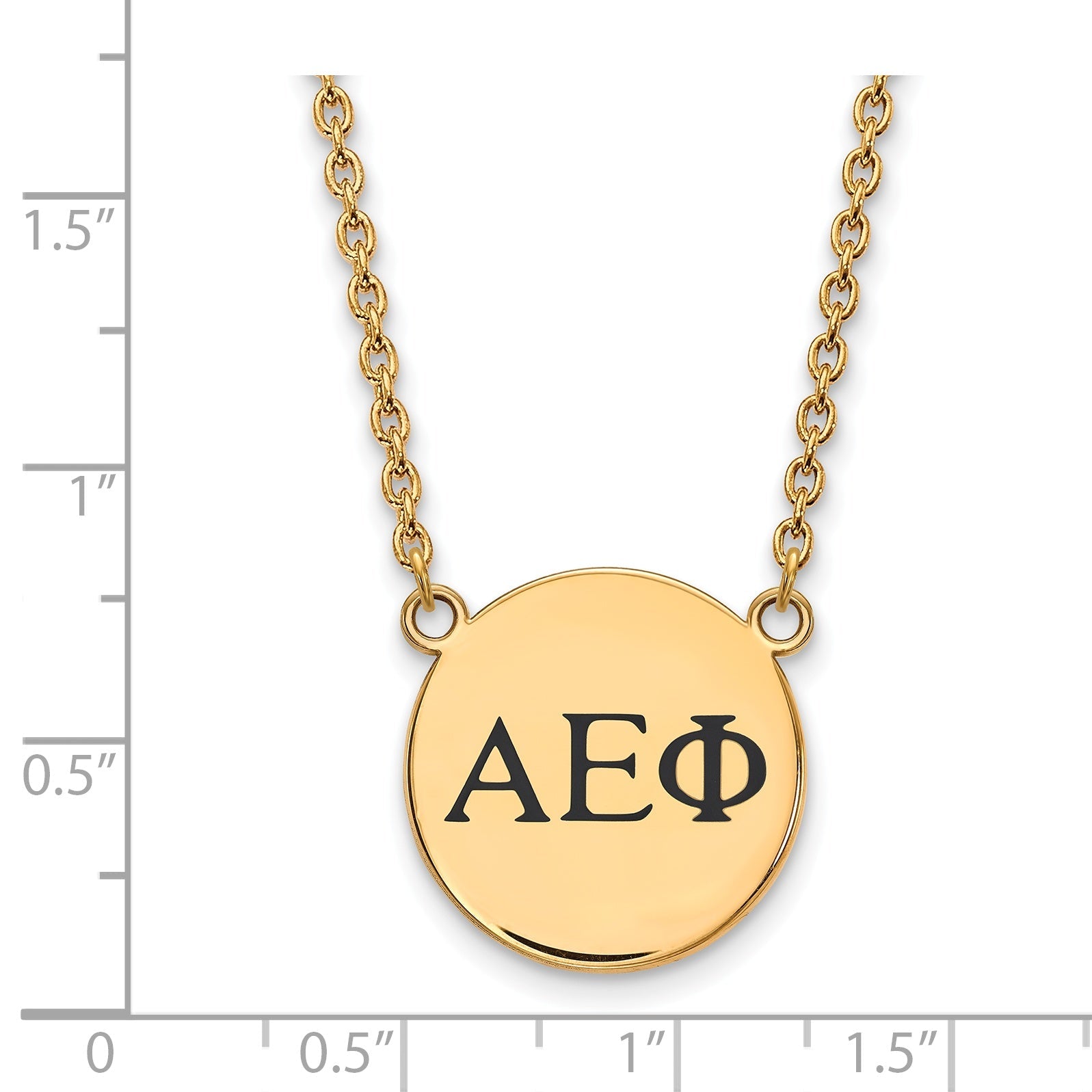 Gold Plated Sterling Silver Logoart Alpha Epsilon Phi Sorority Greek Letters Small Black Enamel Pendant 18 Inch Necklace