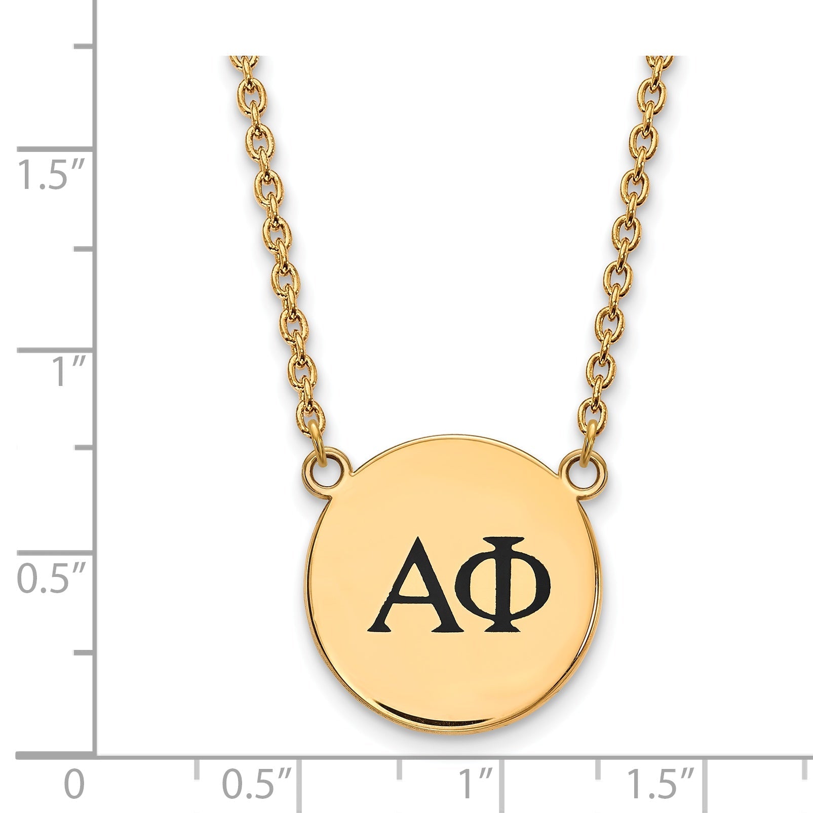 Gold Plated Sterling Silver Logoart Alpha Phi Sorority Greek Letters Large Black Enamel Pendant 18 Inch Necklace