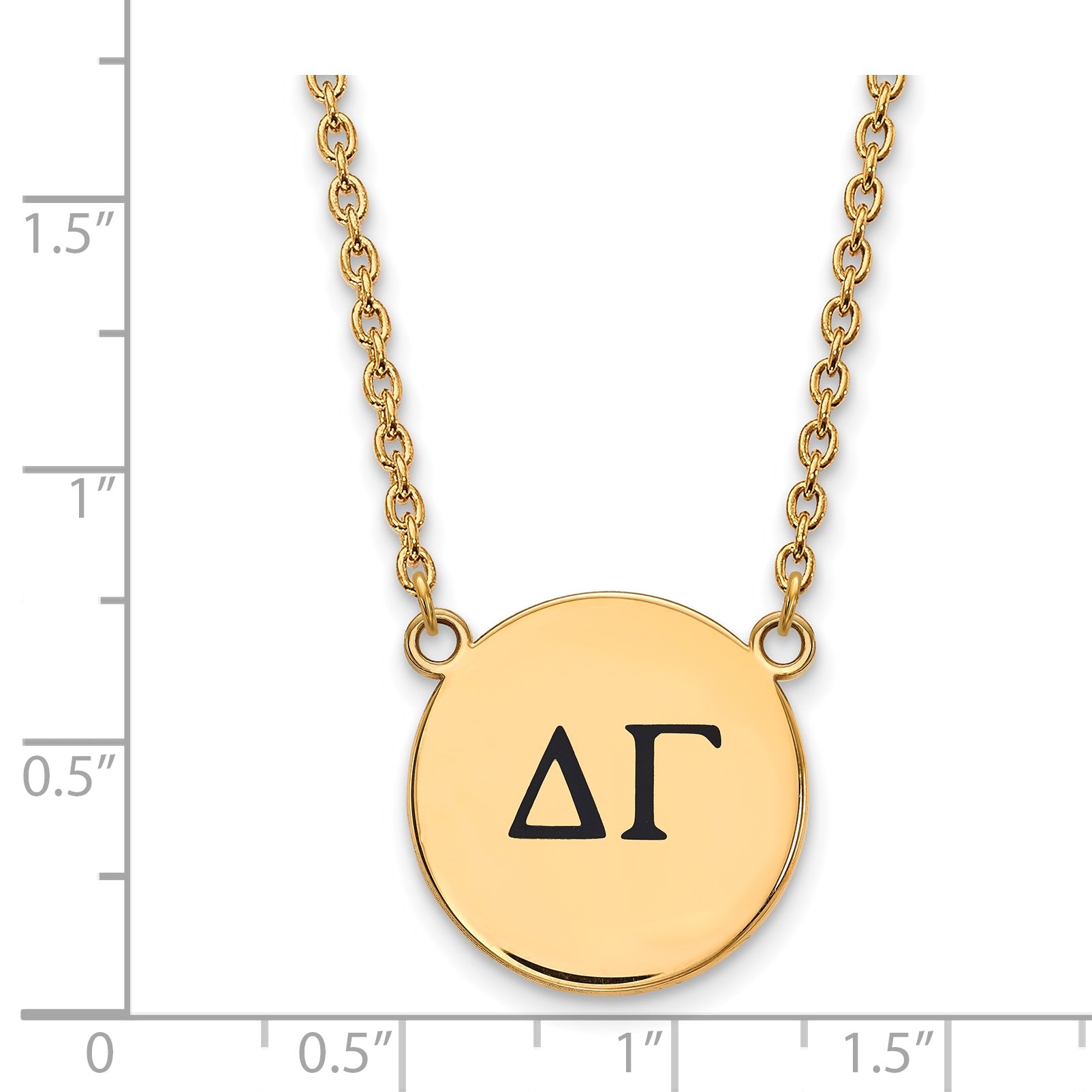 Gold Plated Sterling Silver Logoart Delta Gamma Sorority Greek Letters Large Black Enamel Pendant 18 Inch Necklace