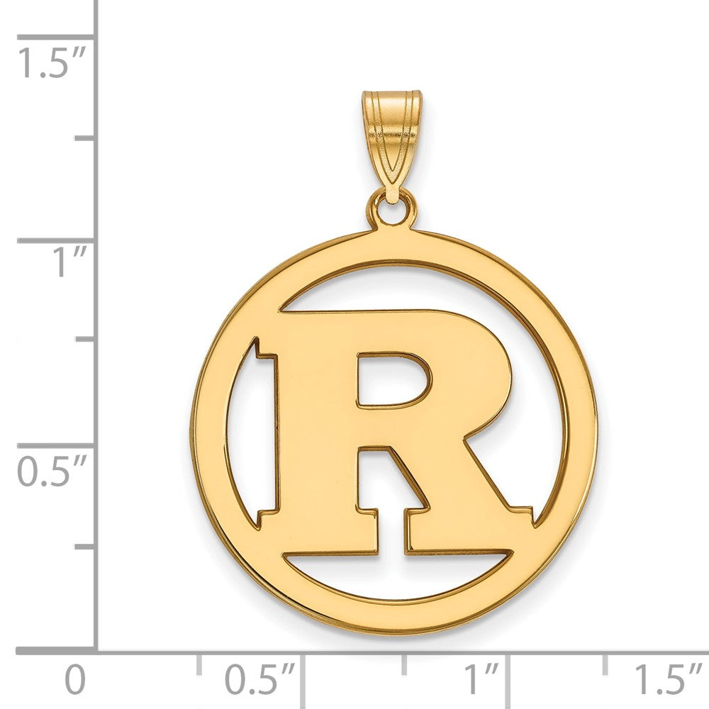 Gold Plated Sterling Silver Logoart Rutgers University Letter R Extra Large Circle Pendant