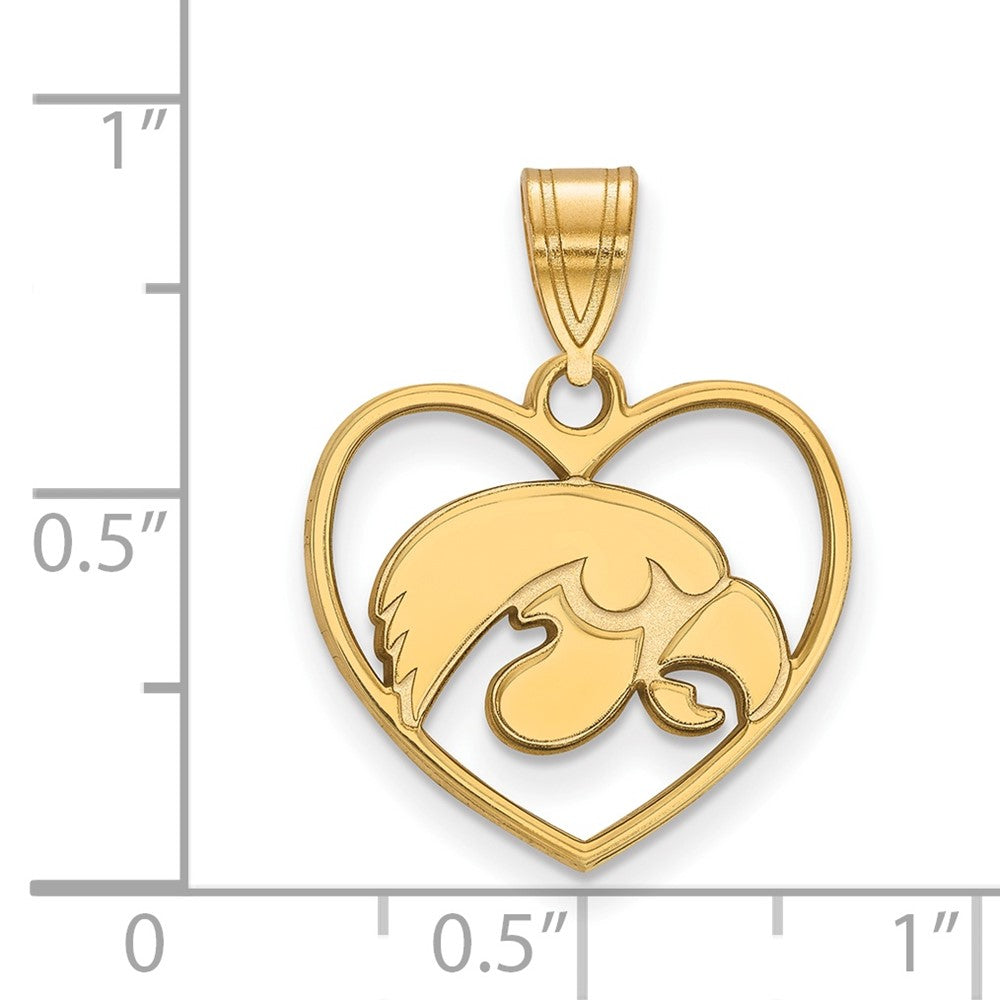 Gold Plated Sterling Silver Logoart University Of Iowa Hawk Heart Pendant
