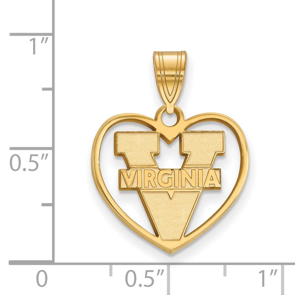 Gold Plated Sterling Silver Logoart University Of Virginia Heart Pendant