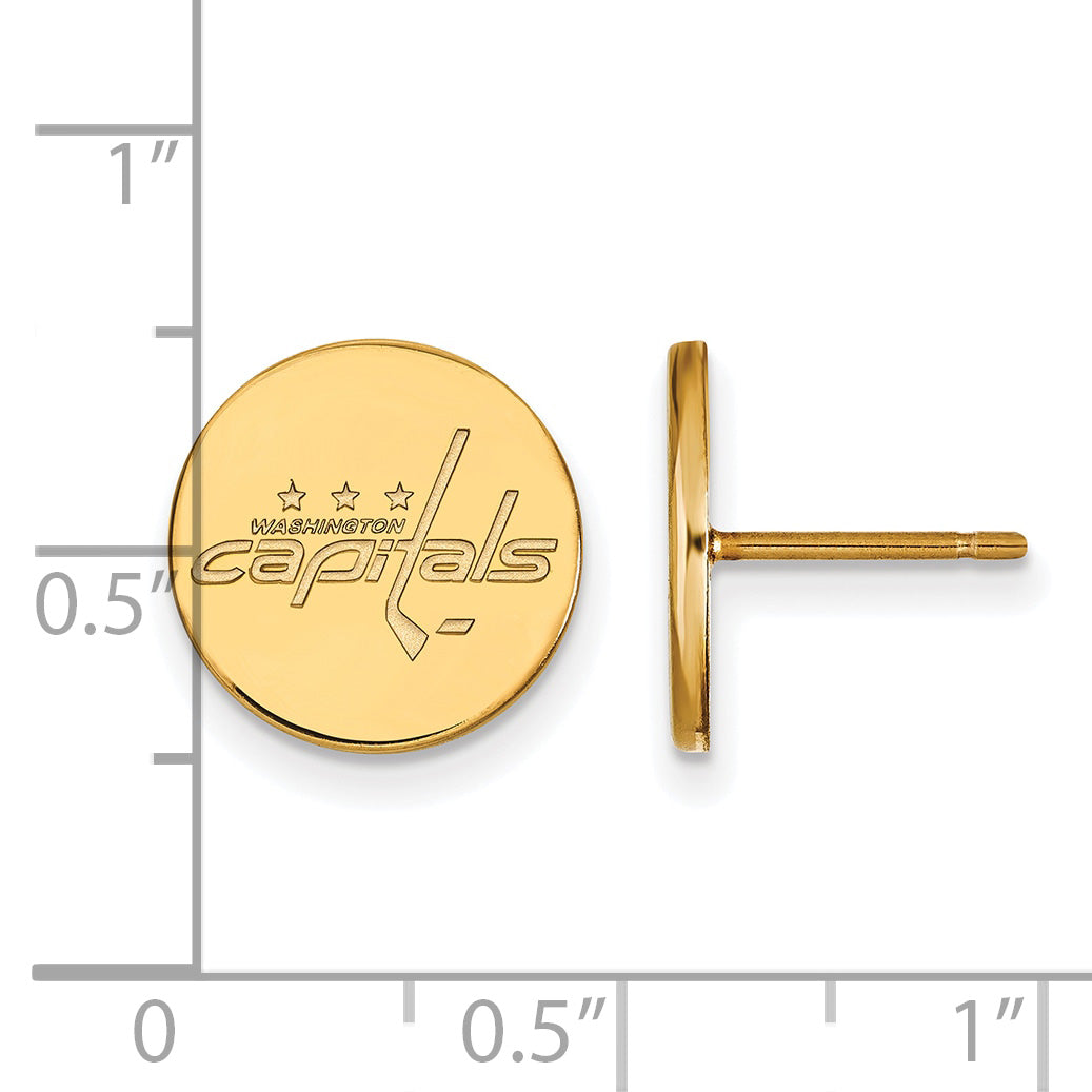 Gold Plated Sterling Silver Nhl Logoart Washington Capitals Small Disc Post Earrings