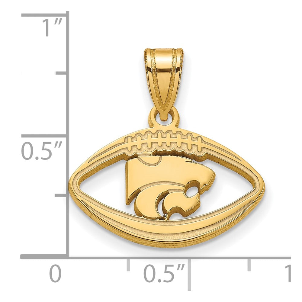 Gold Plated Sterling Silver Logoart Kansas State University Wildcat Football Pendant