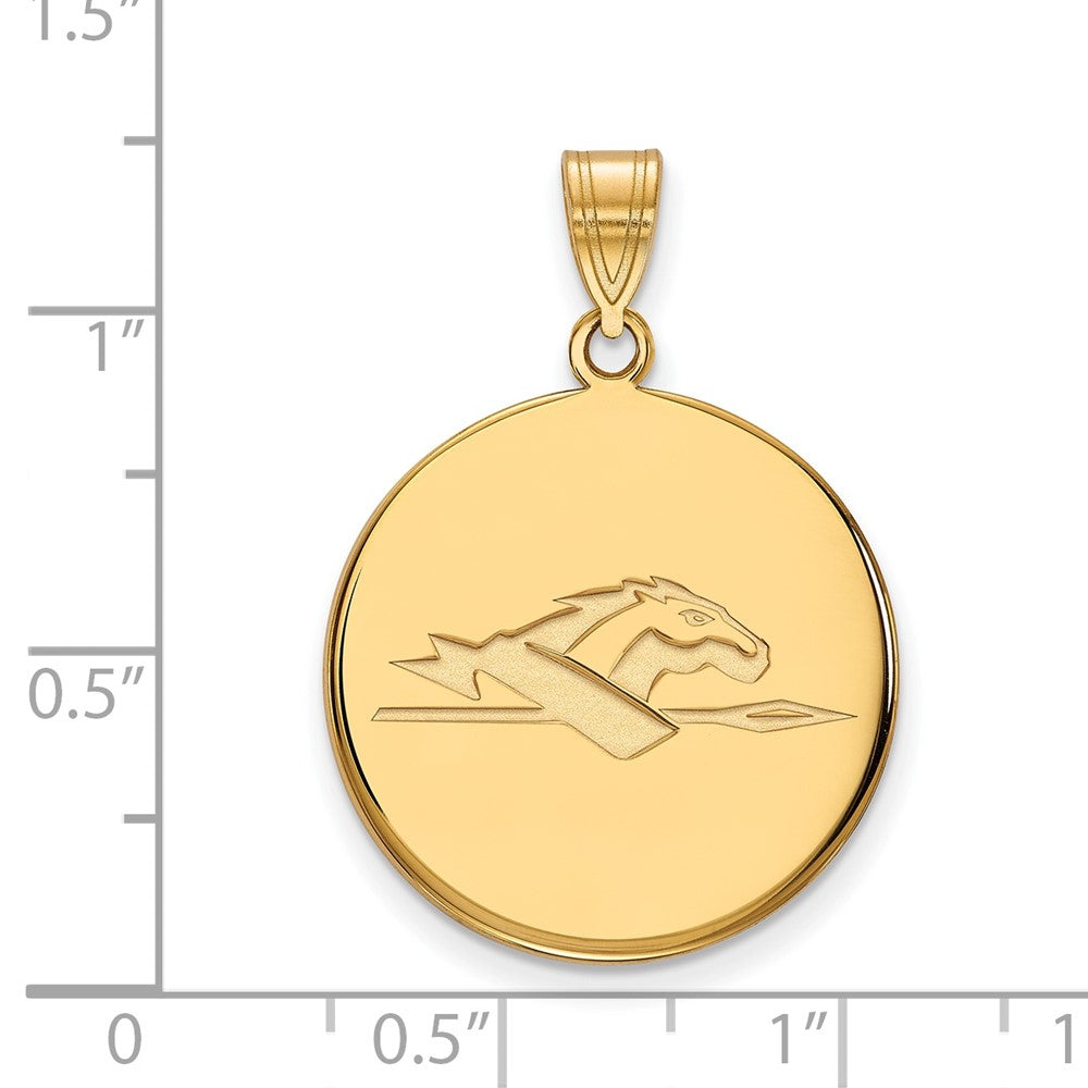 14K Yellow Gold Logoart Longwood University Horse Large Disc Pendant