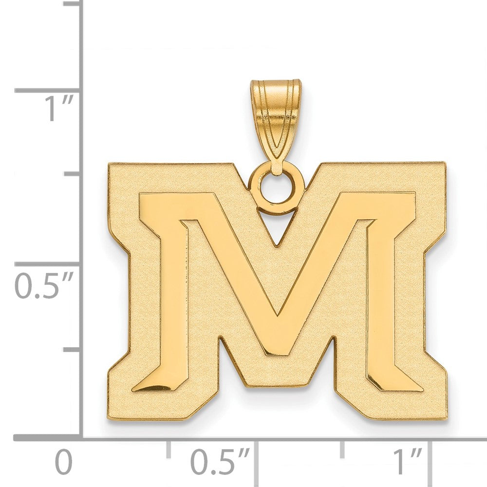 14K Yellow Gold Logoart Montana State University Letter M Large Pendant