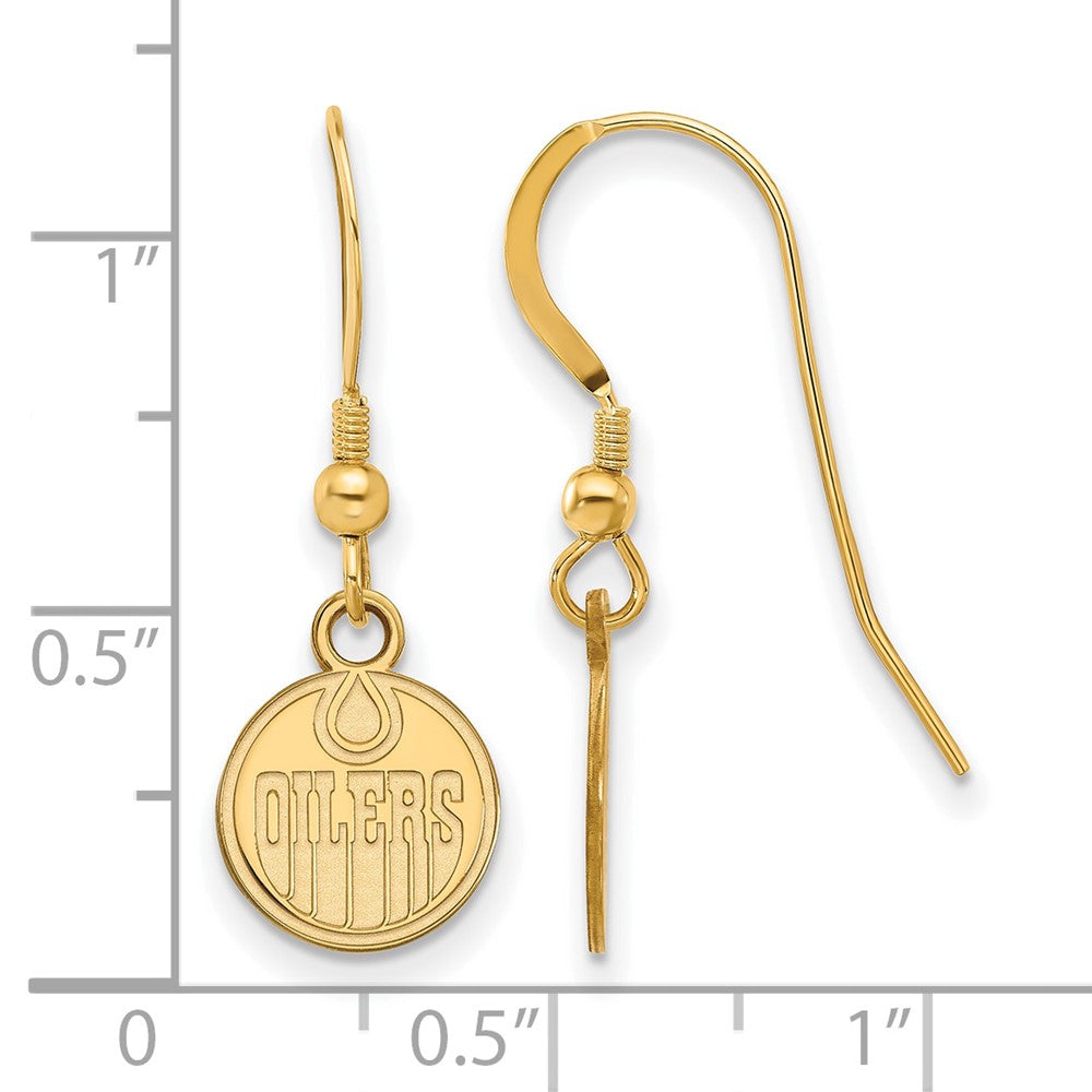 Gold Plated Sterling Silver Nhl Logoart Edmonton Oilers Extra Small Dangle Wire Earrings