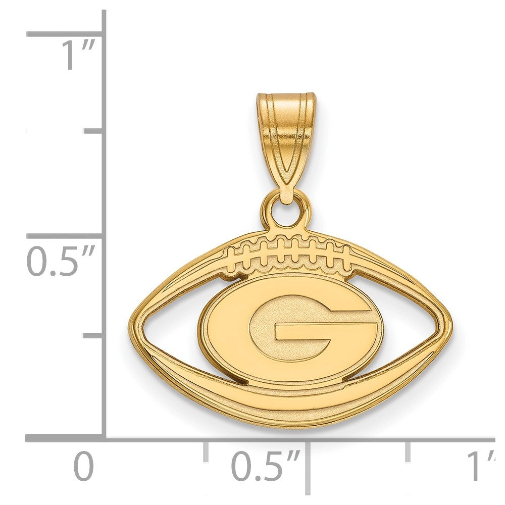 Gold Plated Sterling Silver Logoart University Of Georgia Letter G Football Pendant