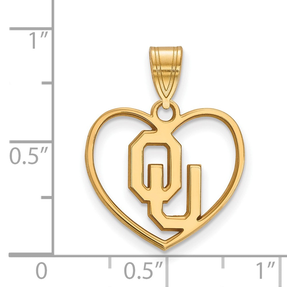 Gold Plated Sterling Silver Logoart University Of Oklahoma O U Heart Pendant