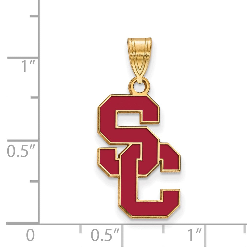 Gold Plated Sterling Silver University Of Southern California S C Large Enameled Pendant